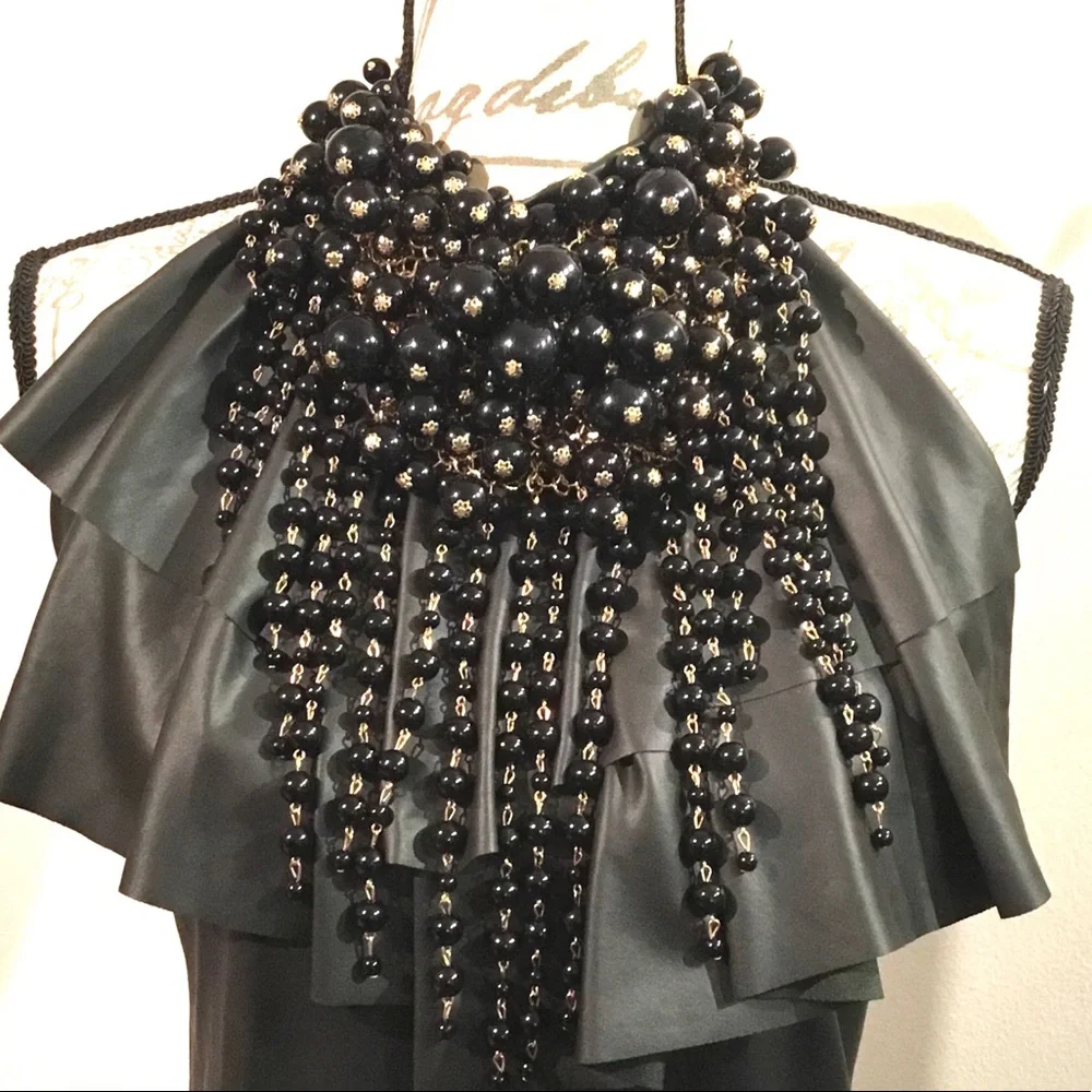 Black Dramatic Cluster Pearl Statement Necklace